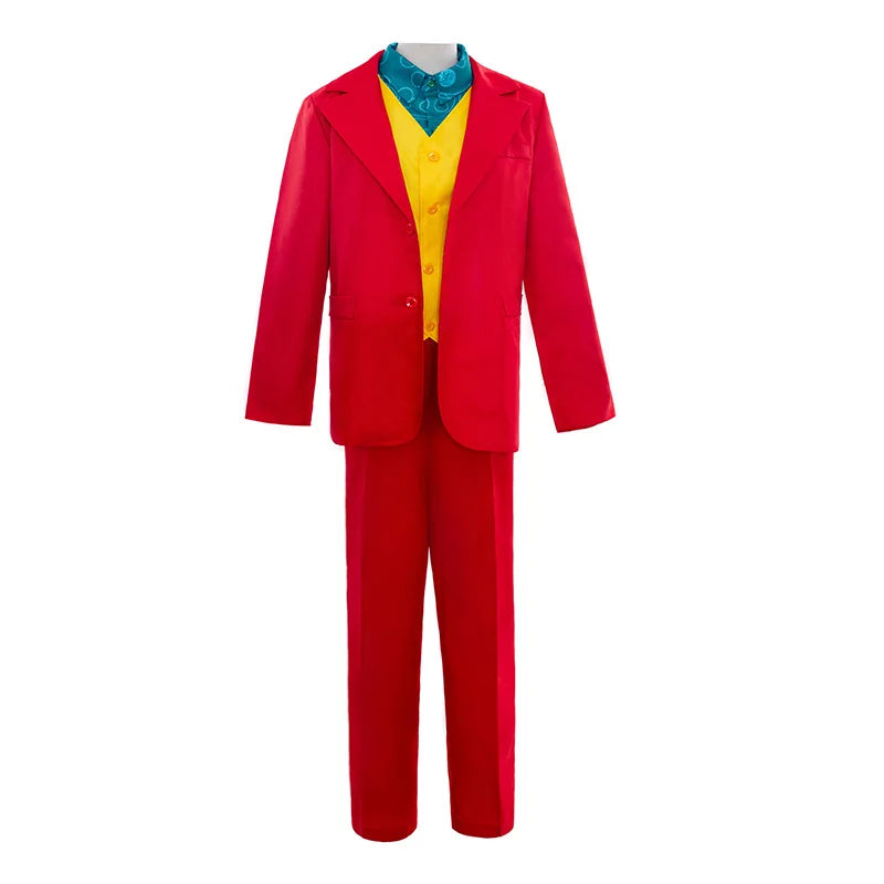 oker Conjunto de disfraces de cosplay - Joaquin Phoenix Arthur Fleck Clown Traje bañado en rojo con peluca verde - Conjunto de uniforme personalizado