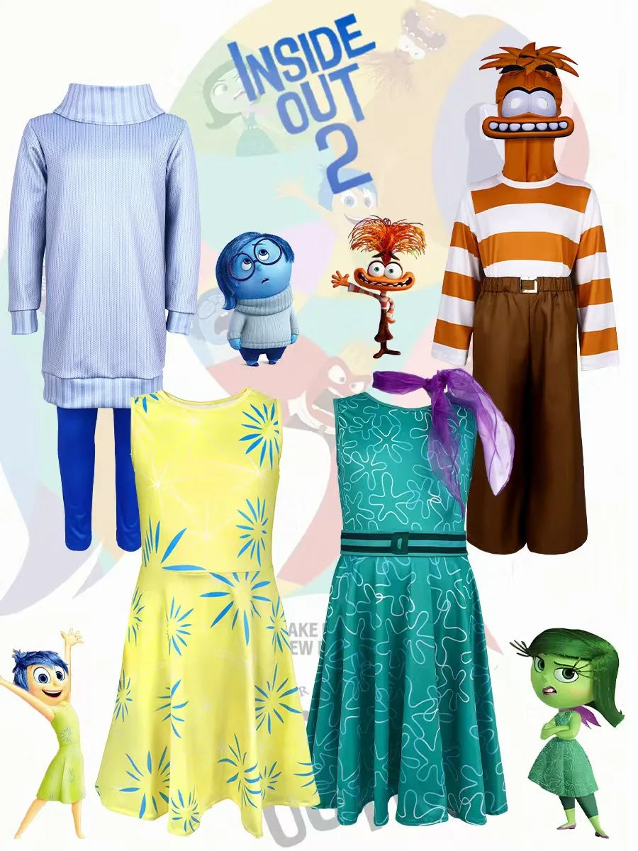 New Year Anime Movie Anxiety The Inside Out 2 Cosplay Joy Sadness Anger Disgust Fear  Cosplay Costumes Suit Adult Kids Party Set