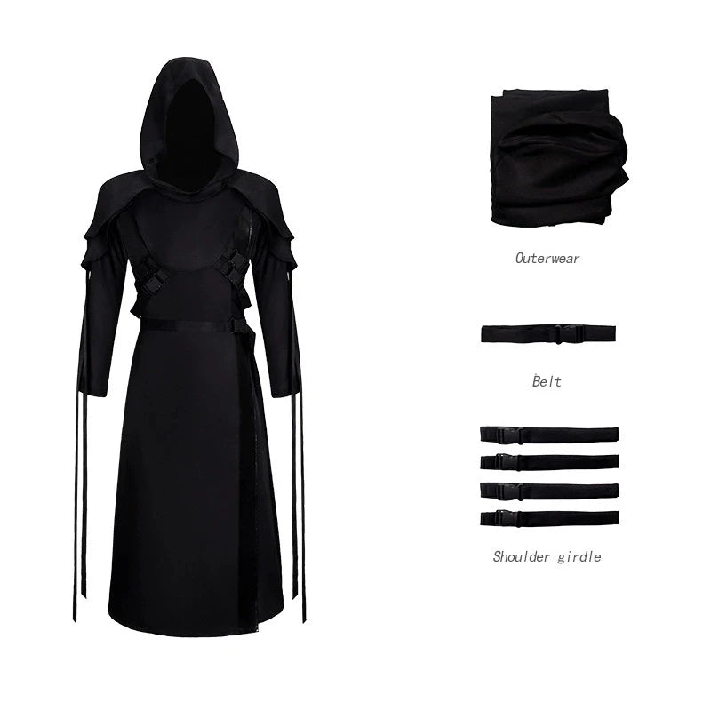 Juego muerto a la luz del día, disfraz de cara de fantasma, disfraz de Cosplay para adulto, capa Unisex, uniforme de carnicero de terror, ropa de Halloween