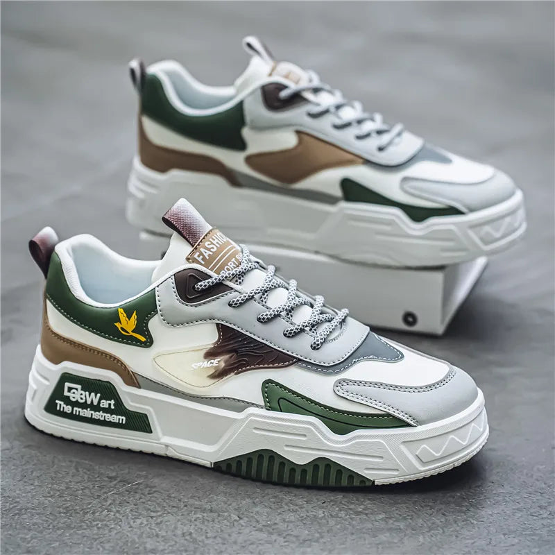 Mens Board Shoes 2025 New Retro Thick Soled Casual Sneakers Student Daily Street Casual Trendy Walking Shoes for Man