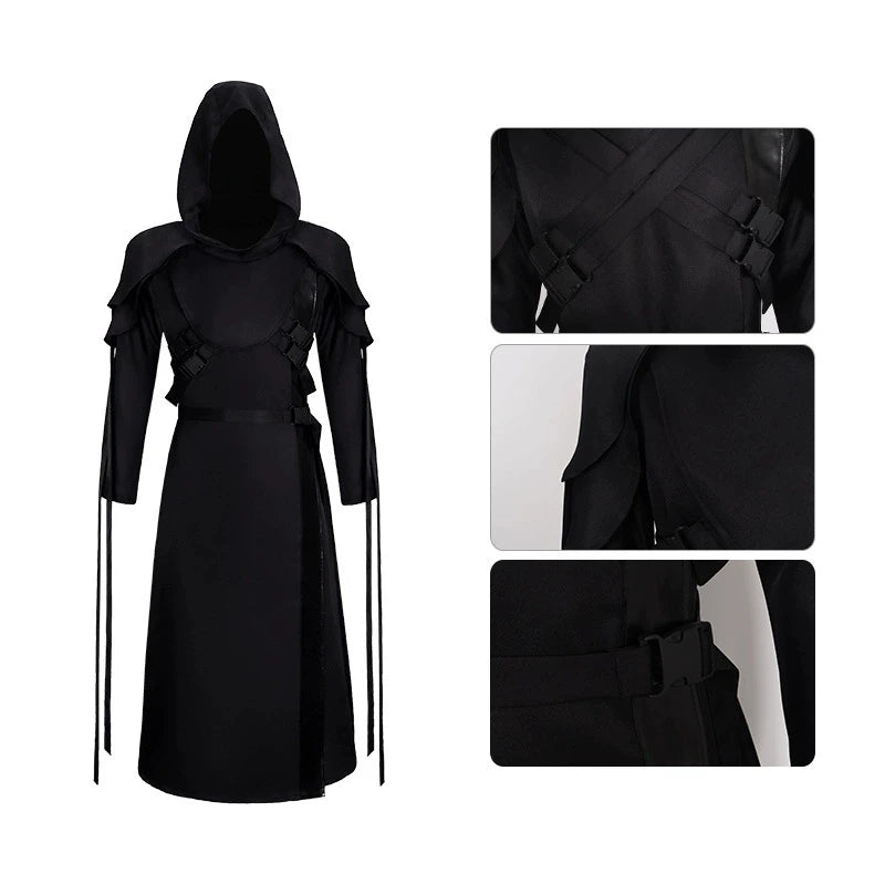 Juego muerto a la luz del día, disfraz de cara de fantasma, disfraz de Cosplay para adulto, capa Unisex, uniforme de carnicero de terror, ropa de Halloween
