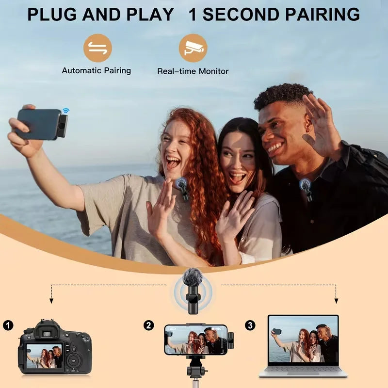 Micrófono Lavalier inalámbrico Mini USB-C micrófono para iPhone 15/16/17 Android transmisión en vivo entrevistas regalos de navidad
