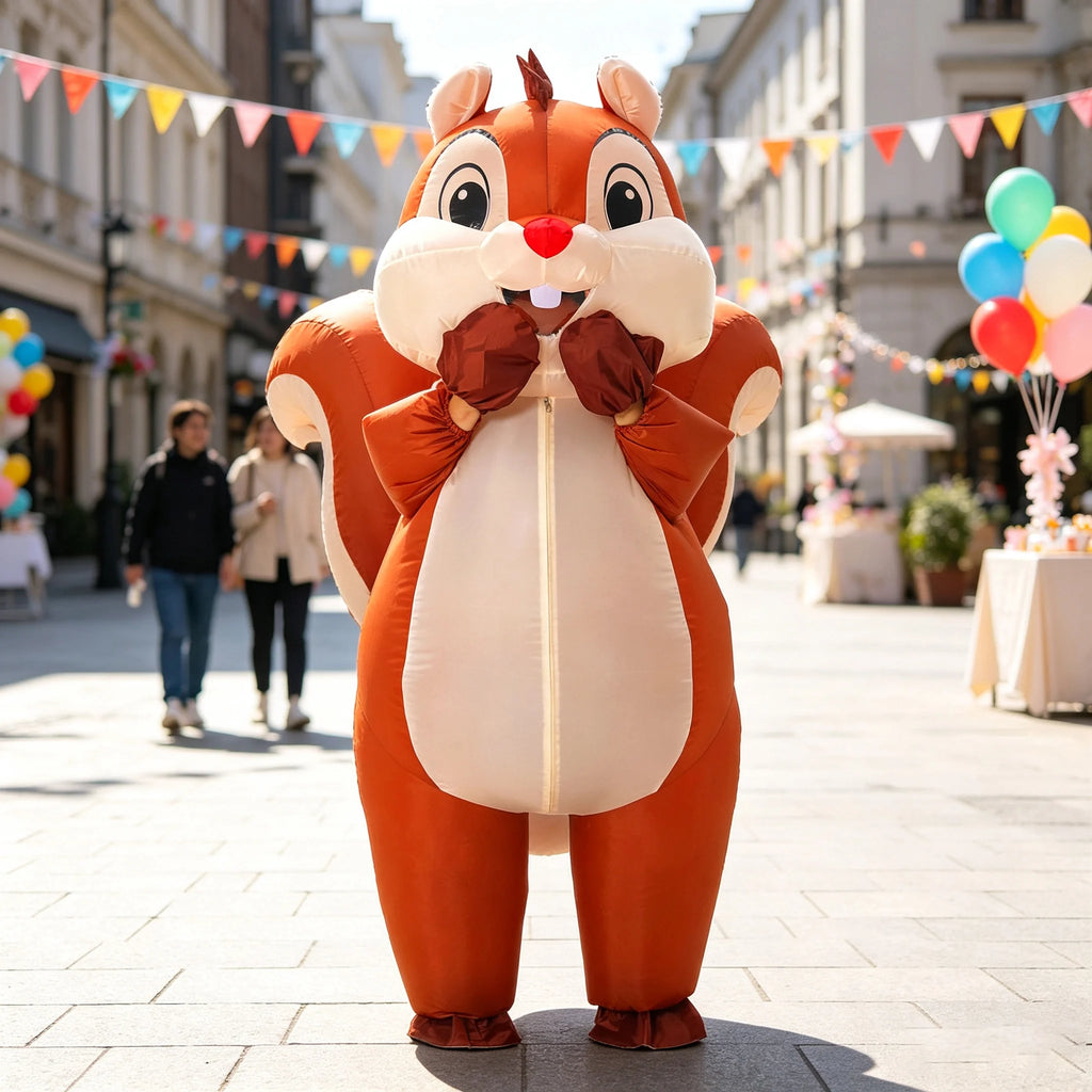 Inflatable Squirrel Costume for Adult Blow Up Costume Outfits Funny Animal Suit for Halloween Cosplay Props Outfit Suit