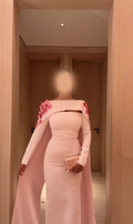 Dubai Elegant Vintage Customize Pink Formal Occasion Prom Dresses Flower Applique Evening Party Gowns  فستان مناسبات