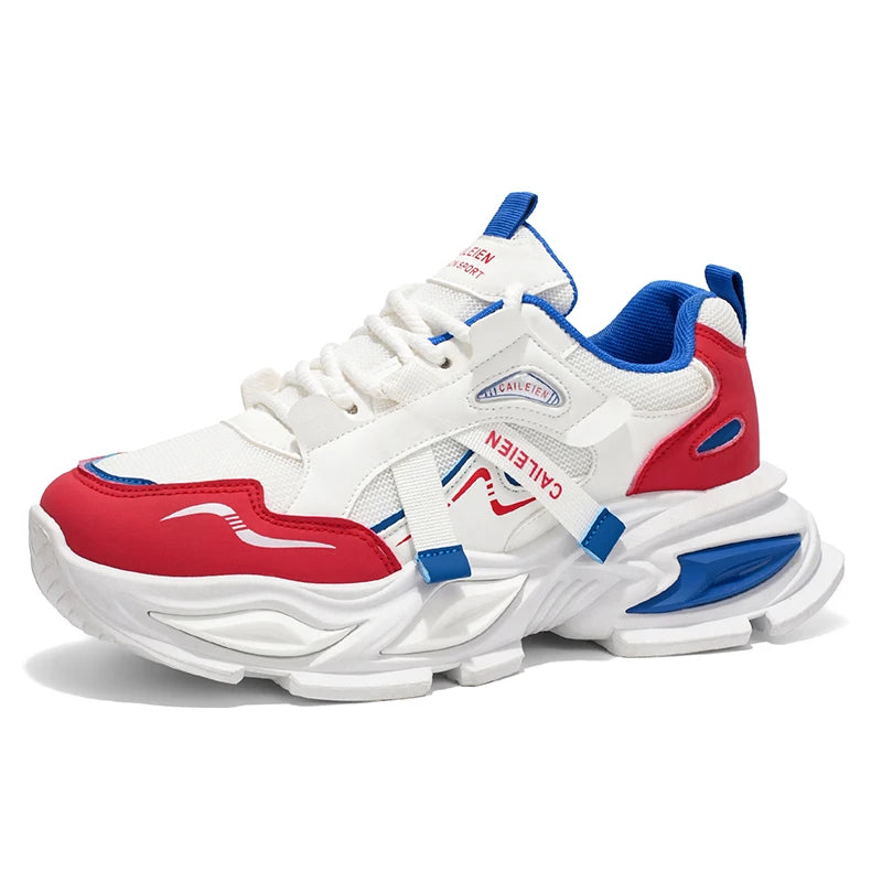 Men's Thick sole casual sneakers four seasons breathable lightweight soft-sole outdoor running shoes students speed sports shoes