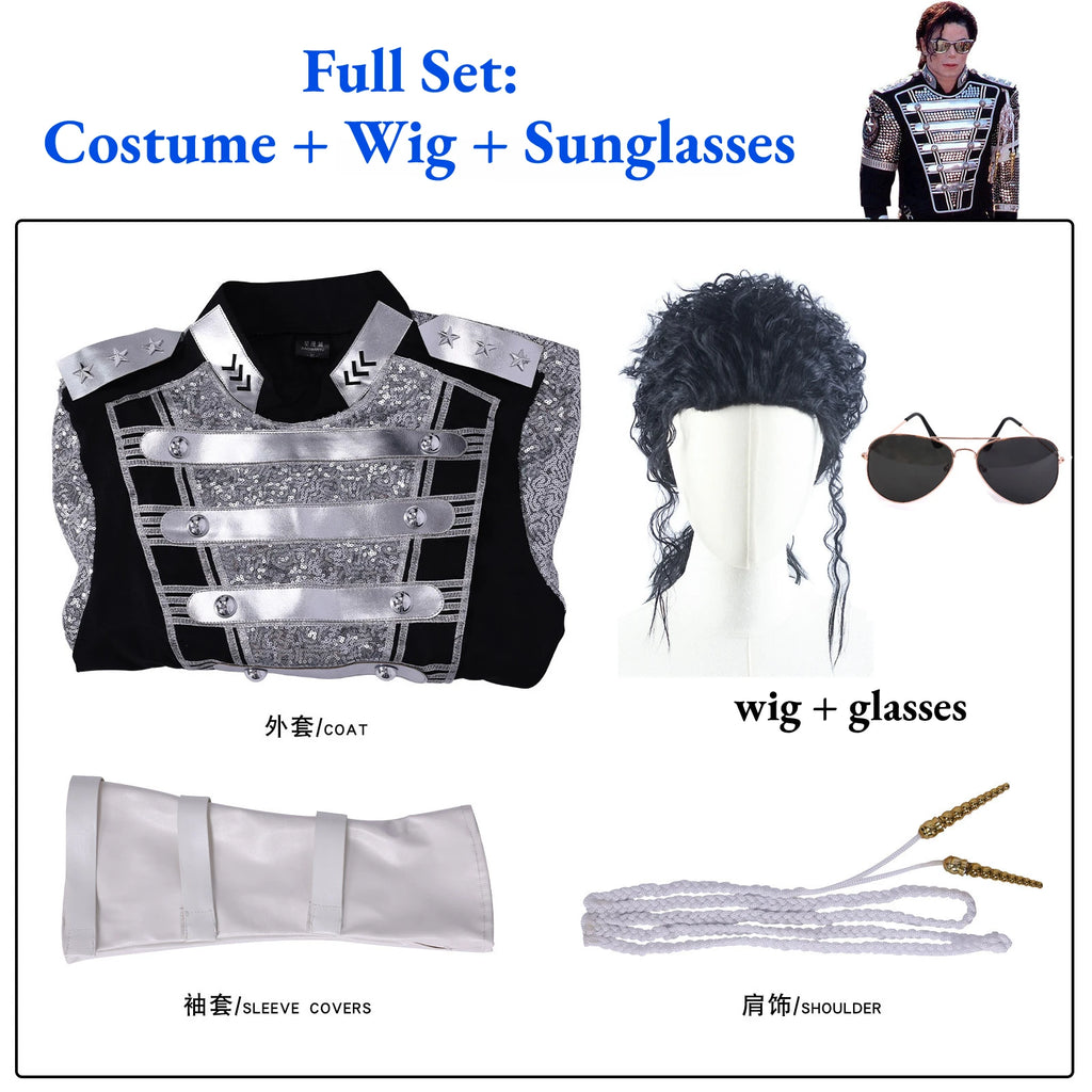 Michael MJ Punk Cosplay Jackson chaqueta militar Cool Gaorgeous Teaser abrigo plateado prendas de vestir exteriores para la película de colección