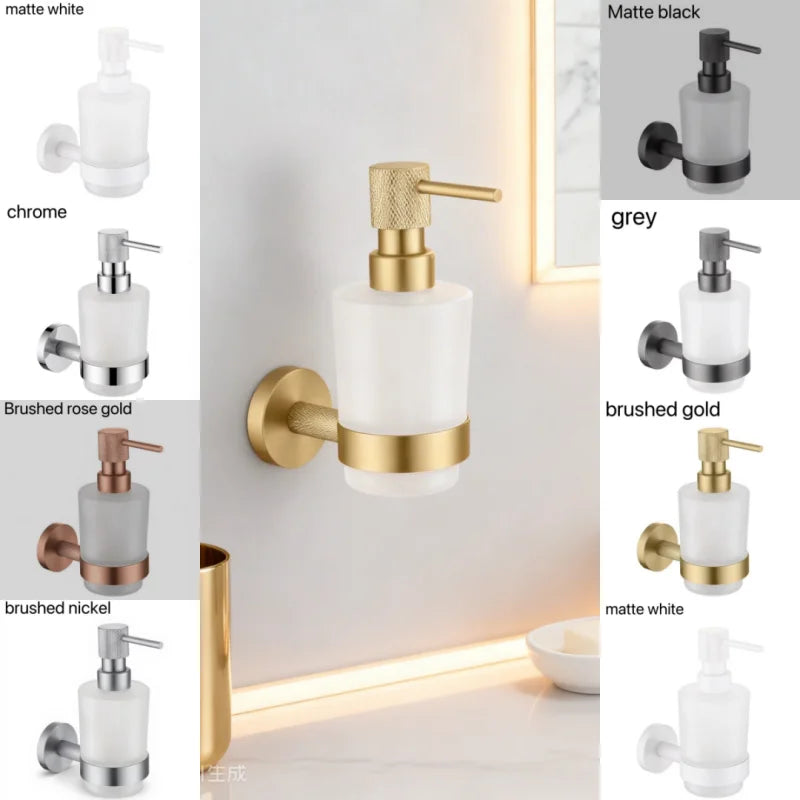 Brushed Rose Gold Bathroom Accessories Hardware Stainless Steel Material Wall Mount Cleaning Tool Soap Dispenser Seven Colors