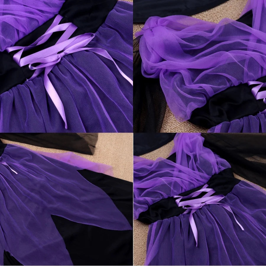 Disfraces de personajes de brujas de Halloween: hermosos vestidos para niñas, juegos de rol infantiles como No broomthe Devil Queen, Witch Carnival
