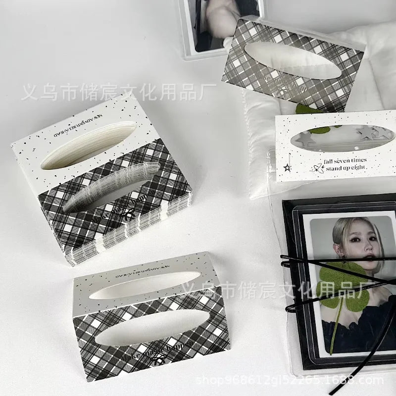 10pcs/set Aesthetic Black White Cut-Out Card Holder Ins Style Greeting Card Kit  Mini DIY Gift Packaging with Fold-Over Design