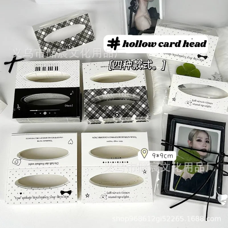 10pcs/set Aesthetic Black White Cut-Out Card Holder Ins Style Greeting Card Kit  Mini DIY Gift Packaging with Fold-Over Design