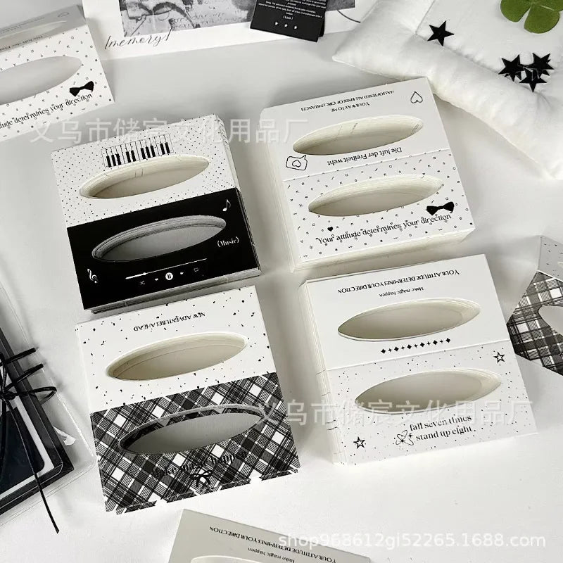 10pcs/set Aesthetic Black White Cut-Out Card Holder Ins Style Greeting Card Kit  Mini DIY Gift Packaging with Fold-Over Design