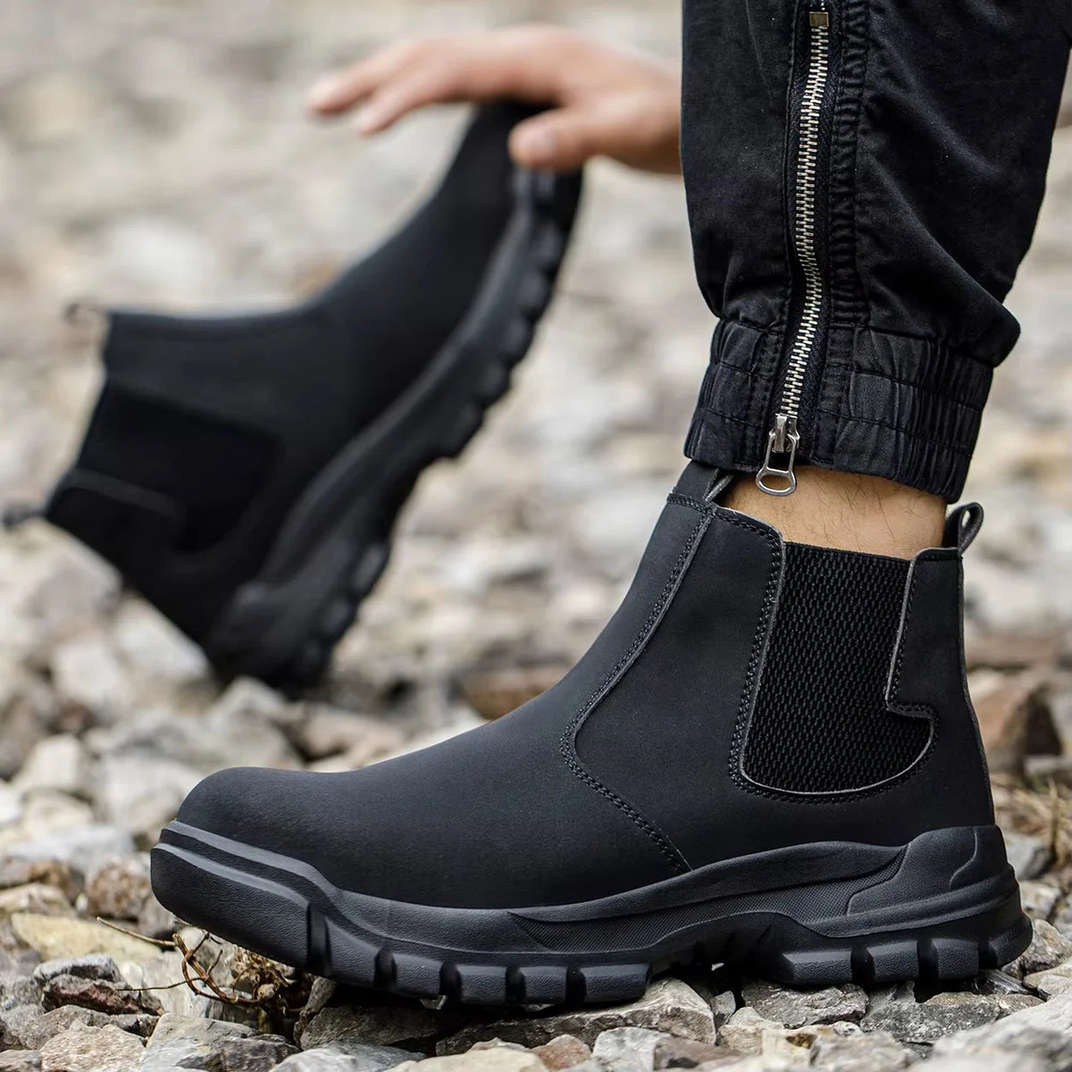 Waterproof Men's Safety Work Boots Steel Toe Shoes Anti Impact And Anti-Puncture Protective Boots Indestructible Roofing Shoes