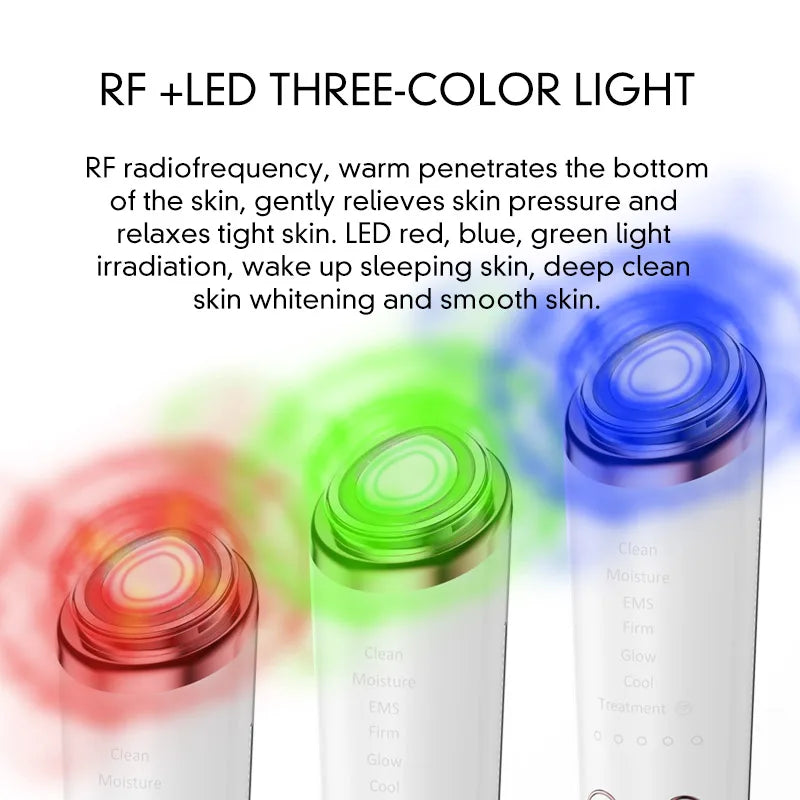 Dispositivo de belleza Facial RF, microcorriente EMS, máquina antienvejecimiento para estiramiento de la piel, luz LED, herramienta de estiramiento Facial multifunción para el cuidado del hogar