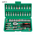 46-piece socket wrench set for auto repair kit - small fly 1/4 ratchet wrench set for household hardware maintenance