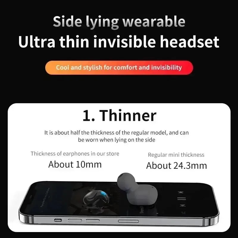 X55 auriculares inalámbricos invisibles para dormir TWS Bluetooth 5,3 auriculares ocultos IPX5 impermeables auriculares deportivos con reducción de ruido