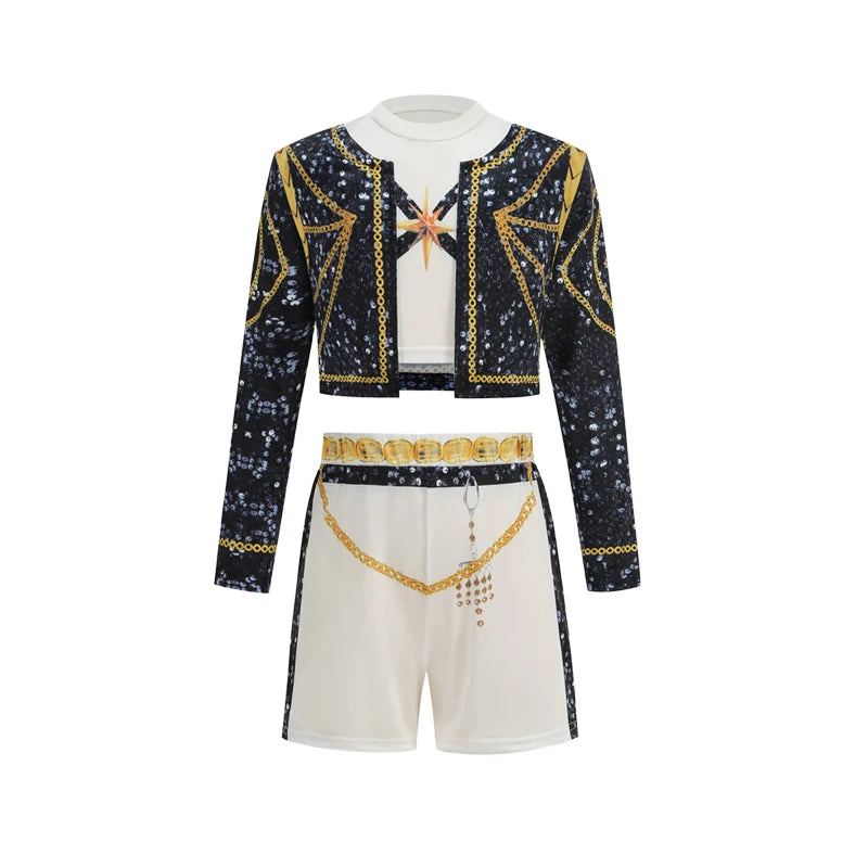 Disfraz de Halloween para niña, ropa de espectáculo de moda de cantante Pop, puesta en escena, uniforme de vestir, disfraces de fiesta para espectáculo infantil, 3 uds.
