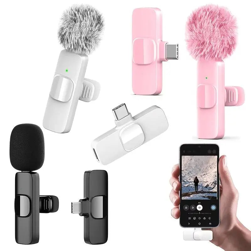 Micrófono Lavalier inalámbrico Mini USB-C micrófono para iPhone 15/16/17 Android transmisión en vivo entrevistas regalos de navidad