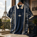 Men's Business High-End Polo Shirt Midnight Paris Jersey Oversized Casual Comfortable Fashionable Sports Top