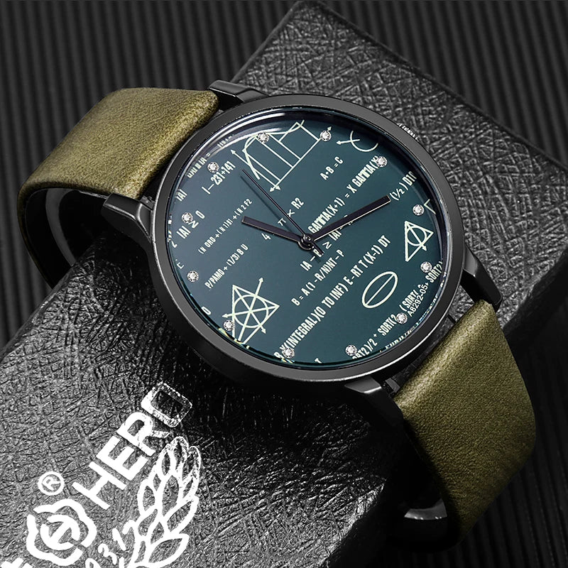 Miler Watches Men Watches Mathe Matical Formula Prints Fashion Causal Mens Watches Quartz Relogio Masculino Erkek Kol Saati