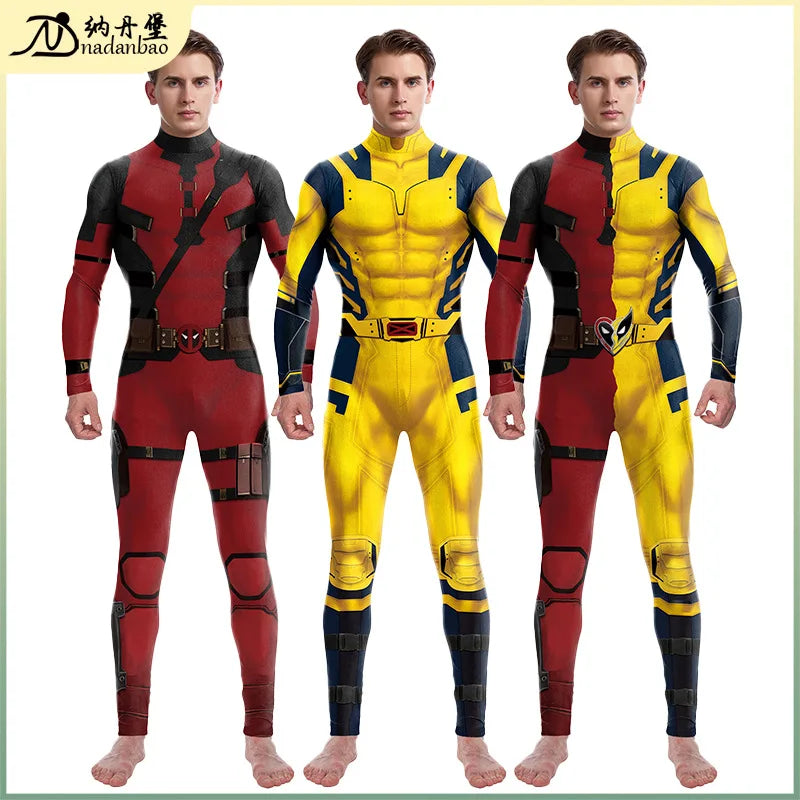 Superhéroe hombres película Deadpool Wolverine disfraces Cosplay Halloween mono actuación fiesta Zentai mono