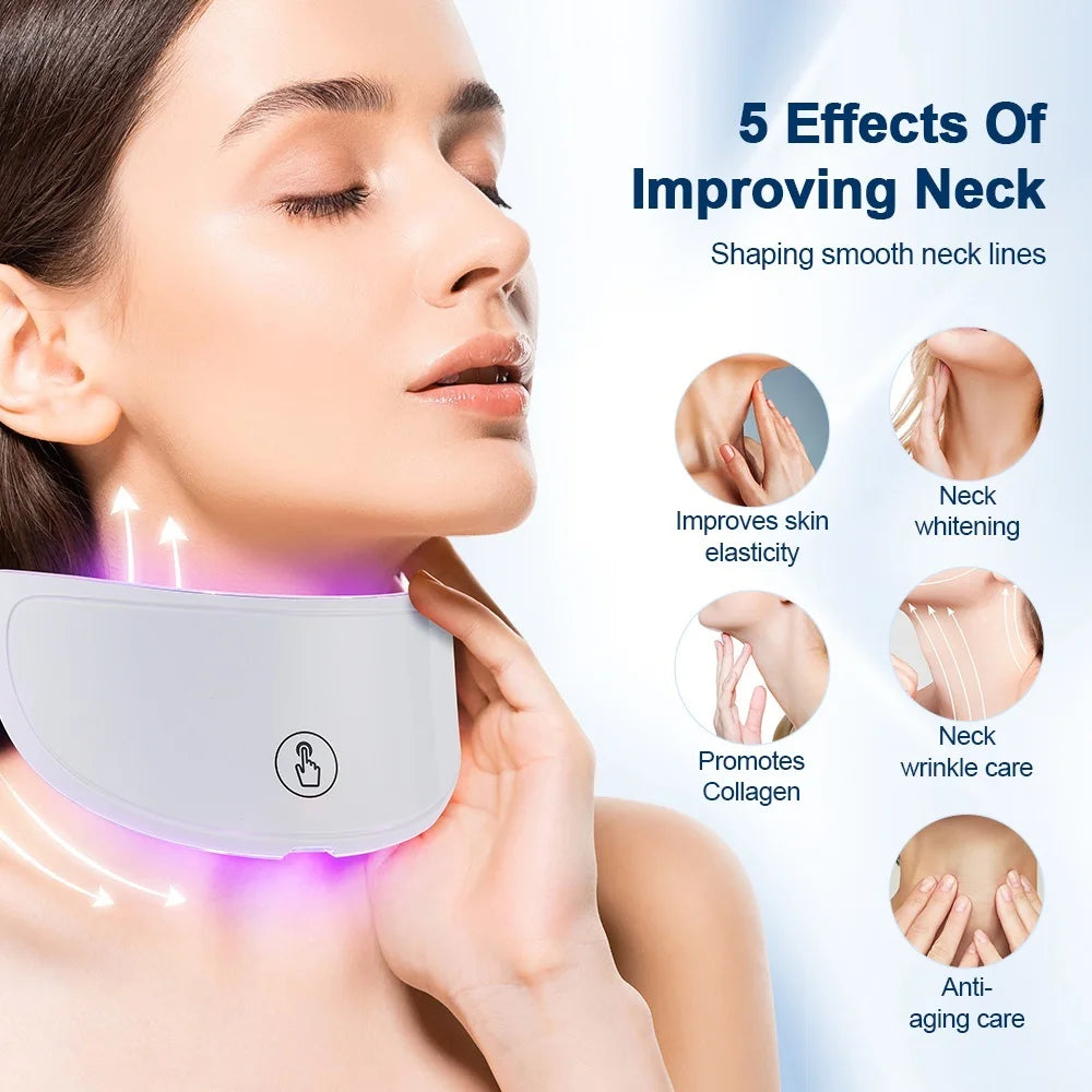 Mascarilla Facial Led de 7 colores con cuello, mascarilla de terapia de luz roja para reafirmar la piel, estiramiento, antienvejecimiento, bioluz, blanqueamiento de belleza para el hogar