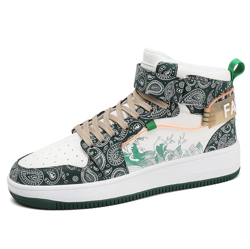 Mens Board Shoes 2025 New High Cut Thick Sole Height Increasing Street Trend Casual Shoes Flat Comfortable Sneakers for Men