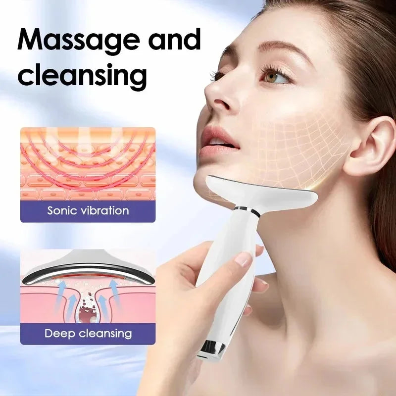 Instrumento de belleza Facial LED de 7 colores, masaje de vibración, 7 modos de levantamiento de cuello y cara, eliminador de arrugas antienvejecimiento para uso doméstico