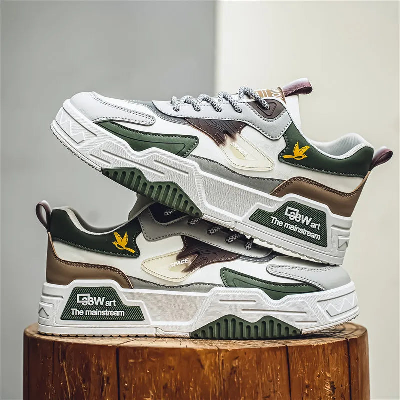 Mens Board Shoes 2025 New Retro Thick Soled Casual Sneakers Student Daily Street Casual Trendy Walking Shoes for Man
