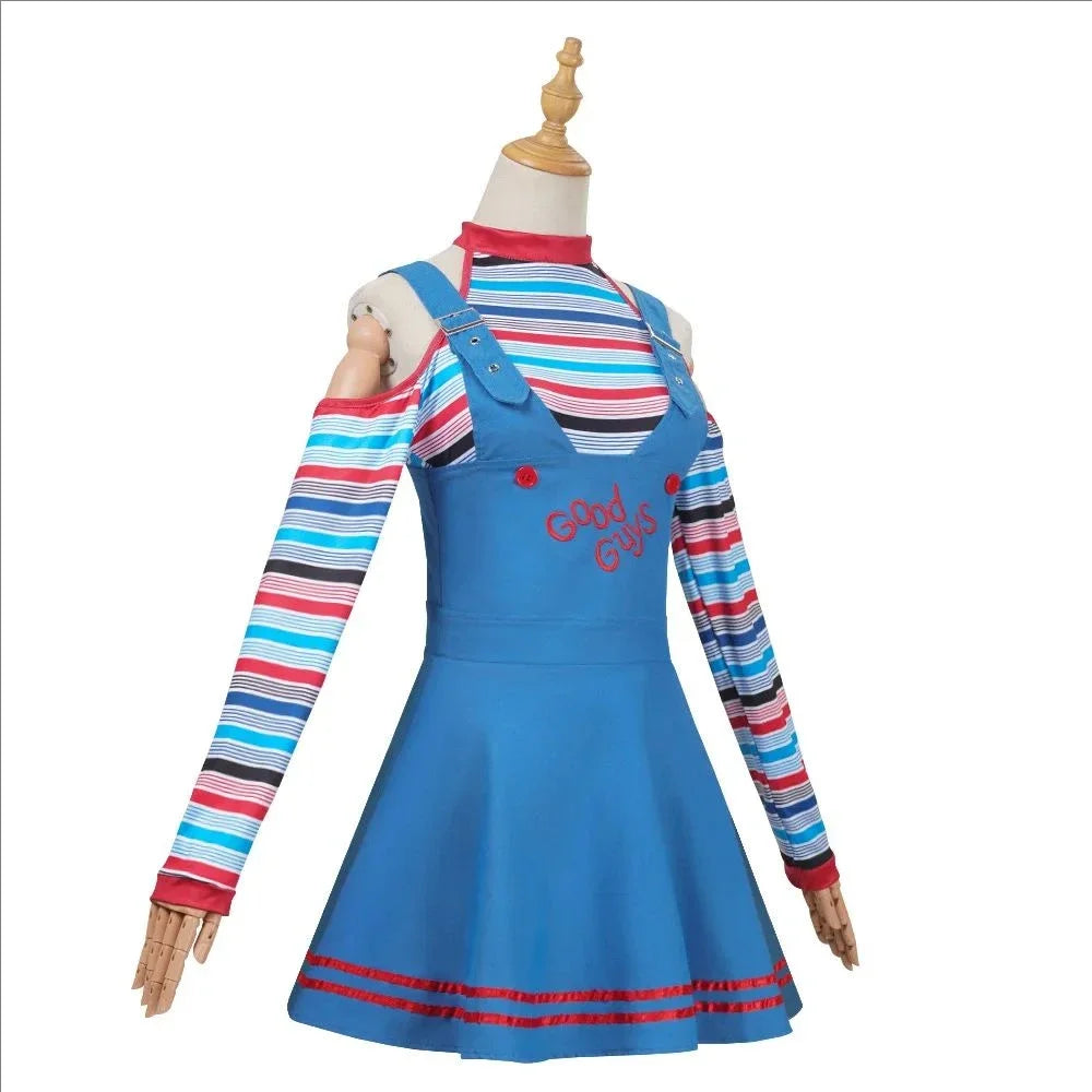 Disfraz de muñeco fantasma para mujer, disfraz de Chucky, vestidos elegantes para niñas adultas, disfraz de payaso de muñeco fantasma de terror para carnaval, Halloween