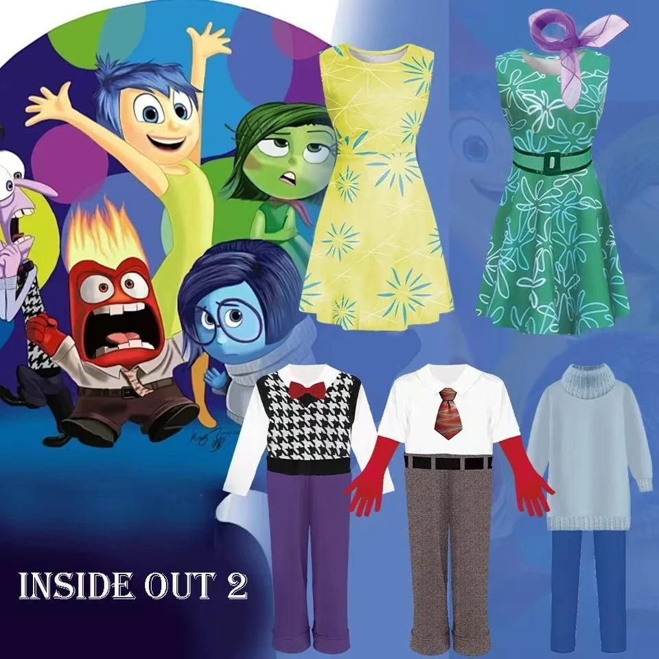 New Year Anime Movie Anxiety The Inside Out 2 Cosplay Joy Sadness Anger Disgust Fear  Cosplay Costumes Suit Adult Kids Party Set