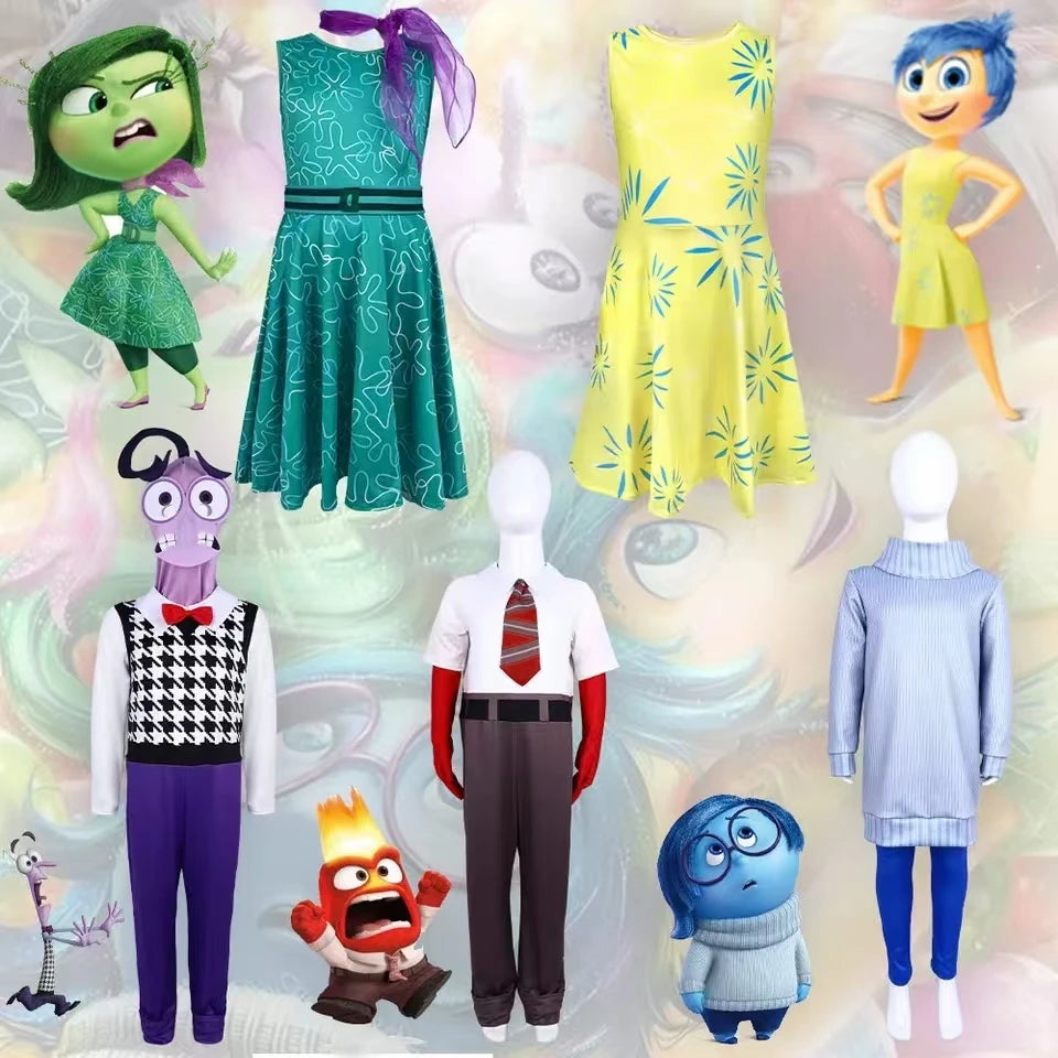 New Year Anime Movie Anxiety The Inside Out 2 Cosplay Joy Sadness Anger Disgust Fear  Cosplay Costumes Suit Adult Kids Party Set