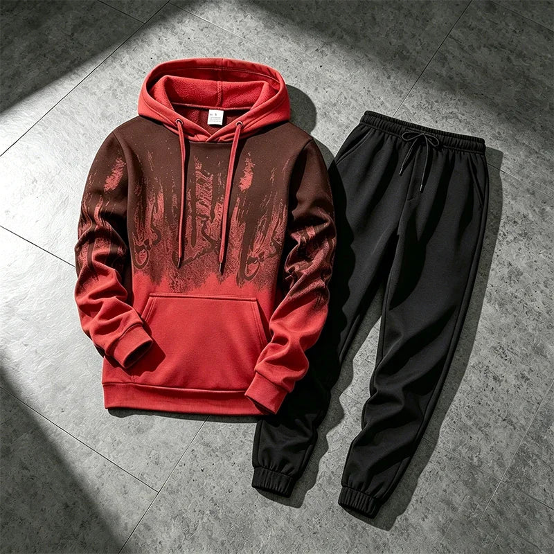 2026 New in Men's Set Hoodies and Sweatpants Fall&winter Daily Casual Sports Jogging Suit Urban Fashion Hooded Sweatshirt Outfit