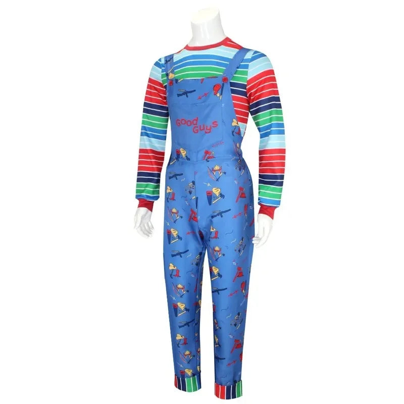 Disfraz de Chucky Cosplay para hombres y mujeres, camisa y pantalones vestidos, película, Halloween, carnaval, fiesta de terror, KYX6QJ