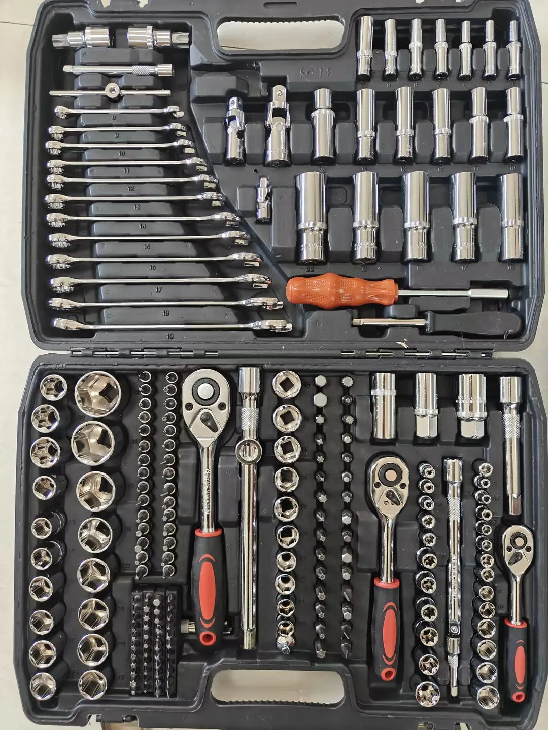 Hi-Spec 216pcs Mechanical Tool Box Hand Tool Kit Mixed Wrenches 1/2" 1/4" 3/8" Socket Set Garage Auto Repair Tool Set