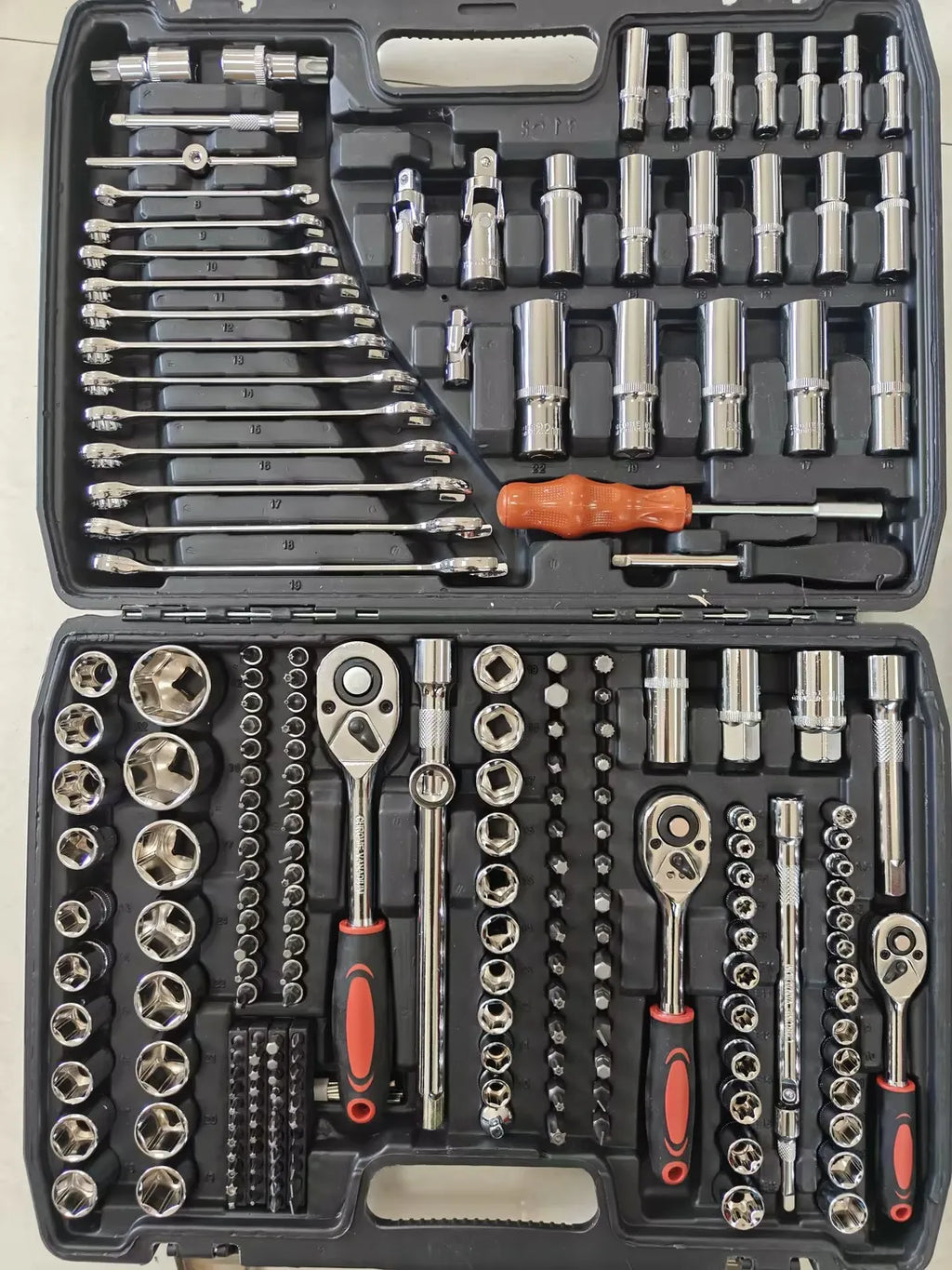 Hi-Spec 216pcs Mechanical Tool Box Hand Tool Kit Mixed Wrenches 1/2" 1/4" 3/8" Socket Set Garage Auto Repair Tool Set