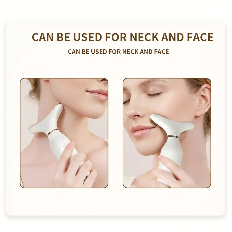 Masajeador Facial y de cuello con luz LED de 7 colores, dispositivo de belleza Facial EMS, pantalla LCD, herramienta de Estiramiento Facial antienvejecimiento para reafirmar la piel