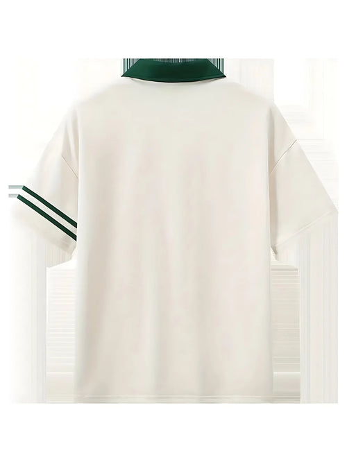 American men's summer striped Italian letter print comfortable and breathable polo short sleeved T-shirt outdoor casual top