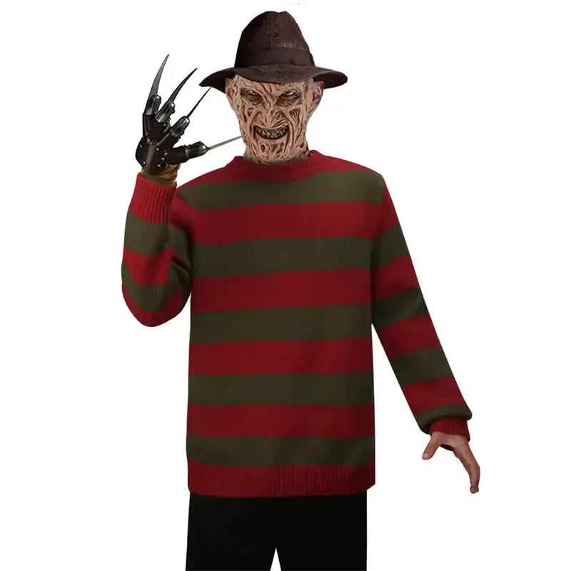 H * Takerlama Freddy disfraz de Halloween para adulto suéter rojo Krueger película de terror Fiesta Temática carnaval TopLO"