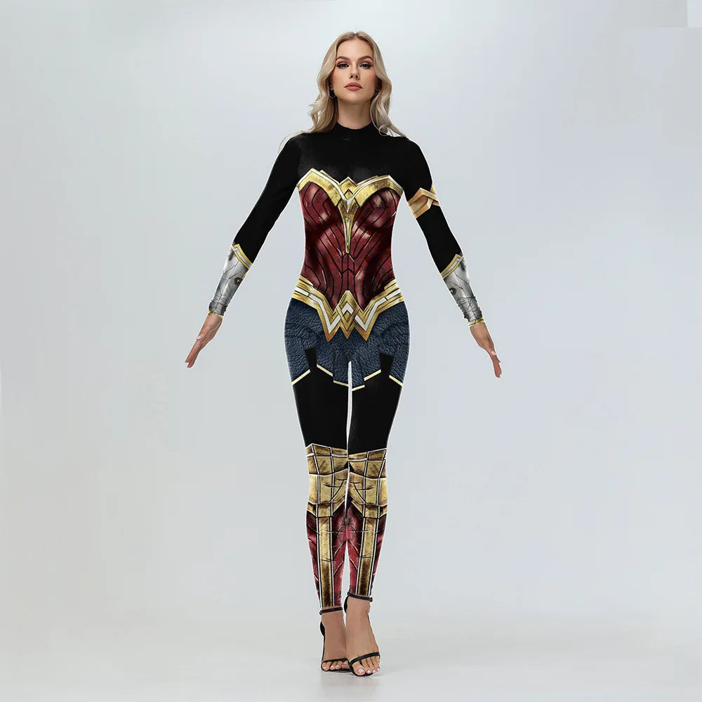 Disfraz de maravilla de la justicia para mujer, traje de película para fiesta, mono Sexy, trajes Zentai puesta en escena de supermujer