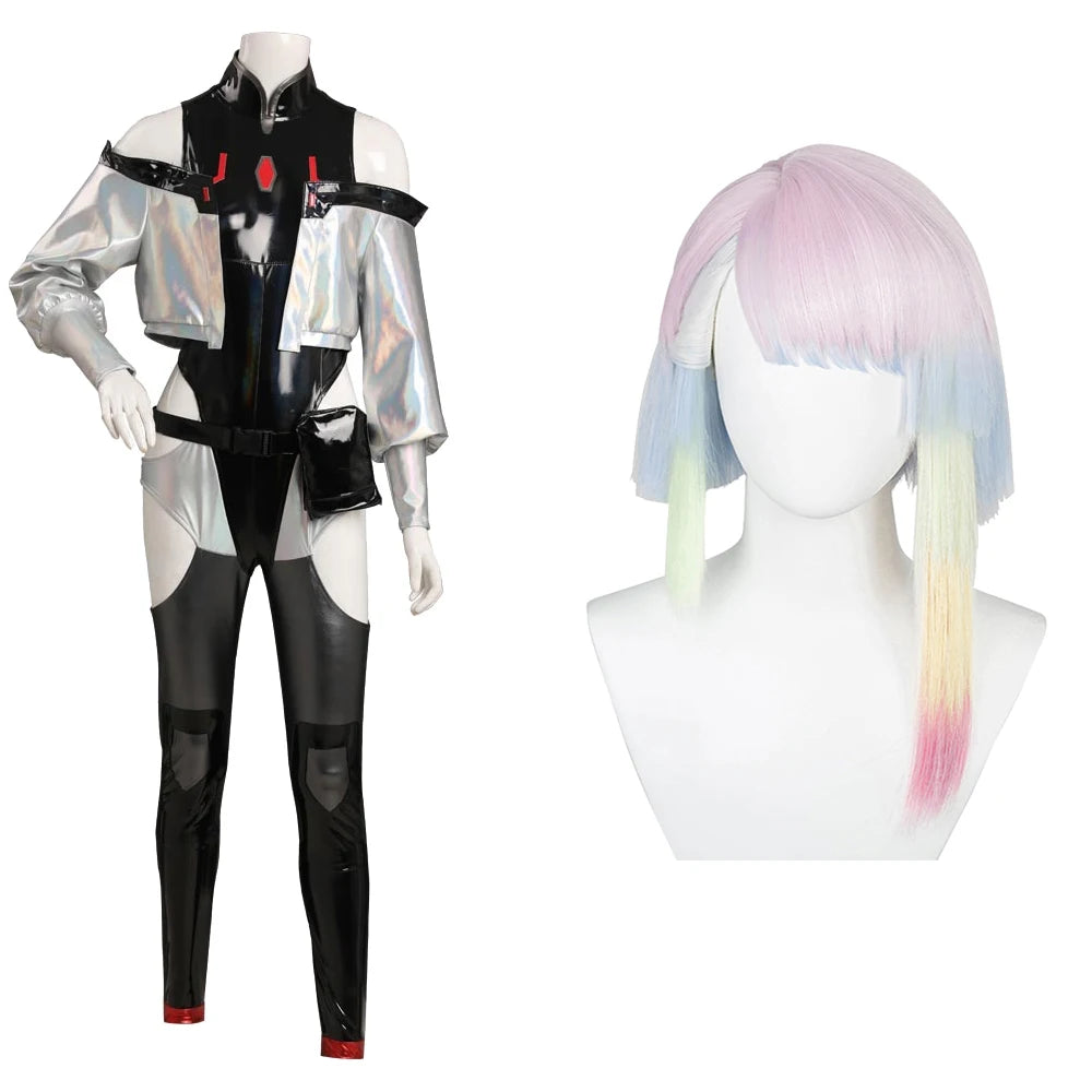 Women Lucy Cosplay Jumpsuit Waistbag Outfits Anime TV Runners Of Edge Costume Roleplay Fancy Dress Up Party Disguise Cloth