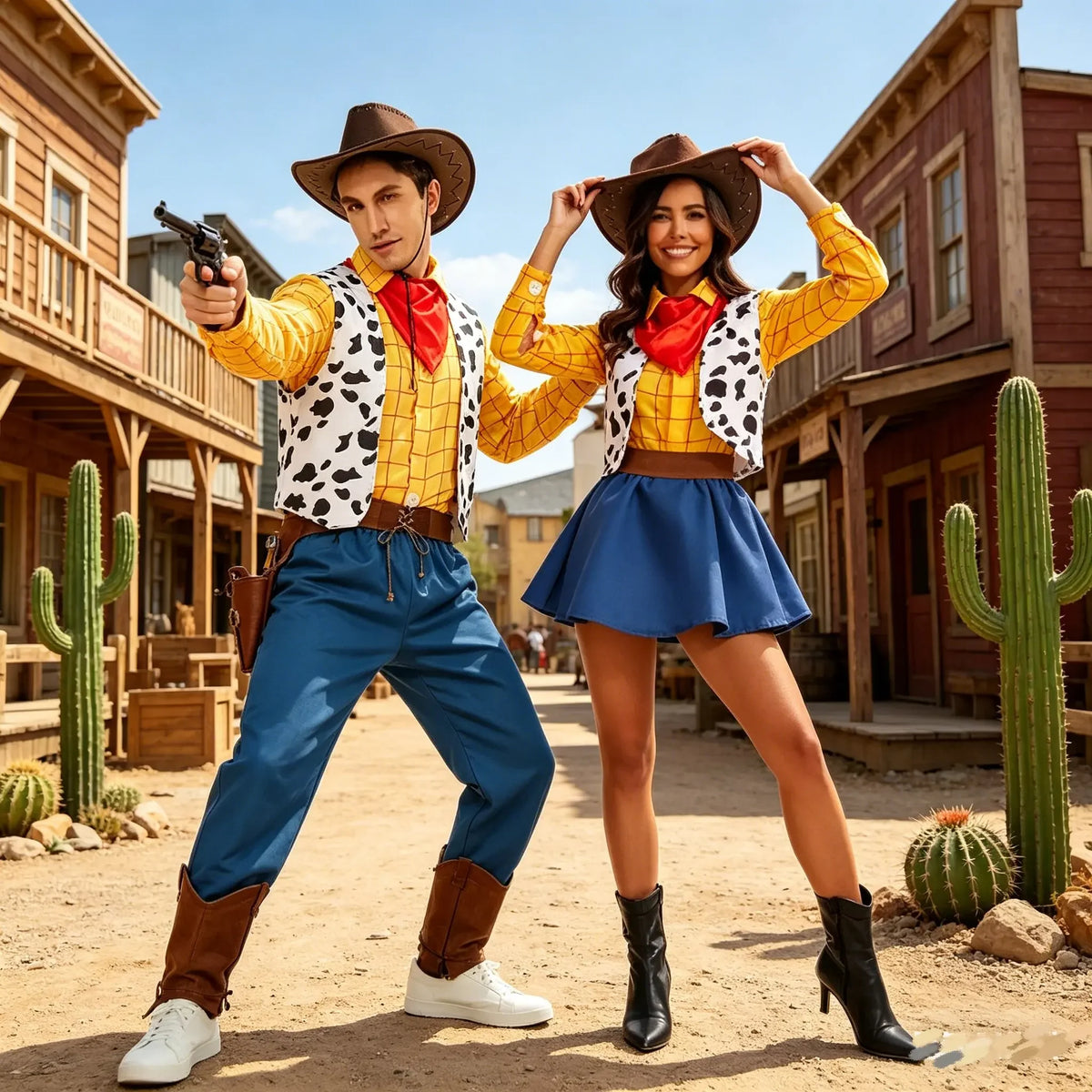 New Halloween Woody Costume Family Matching Outfits Couple Cosplay Woody Sheriff Clothes Carnival Sheriff Cowboy Fancy Dress