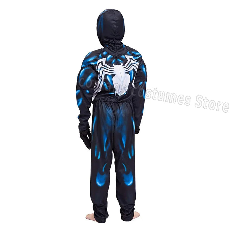 Superhero Black Spider Venom Costume Ghost Costume Onesie 3D Spandex Unisex Jumpsuit Bodysuit Halloween Cosplay