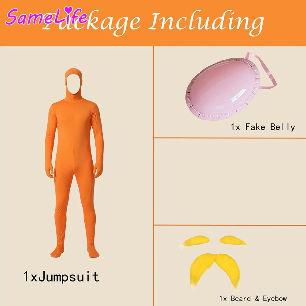 Orange Lorrax Cosplay Fantasy Clothing Seuss Cartoon Women Men Costume Disguise Halloween Male Roleplay Fantasia Party Outfits