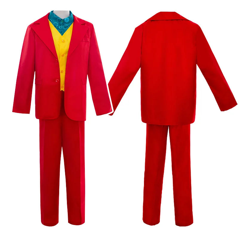 oker Conjunto de disfraces de cosplay - Joaquin Phoenix Arthur Fleck Clown Traje bañado en rojo con peluca verde - Conjunto de uniforme personalizado