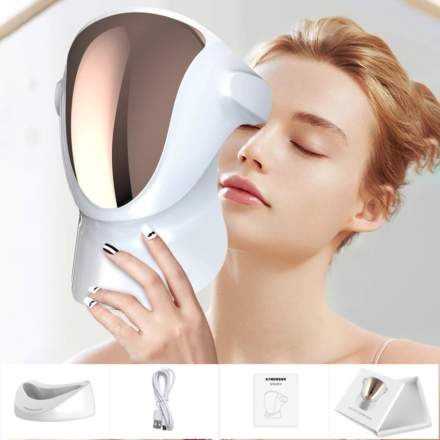 807 Nano lámpara LED máscara facial con terapia de luz LED 3 colores terapia de luz roja máscara antienvejecimiento cara completa con cuello belleza salud