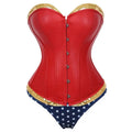 Corsé Steampunk de piel sintética para mujer con pantalones cortos con cordones Ovebust Bustier disfraz de superhéroe de Halloween de talla grande
