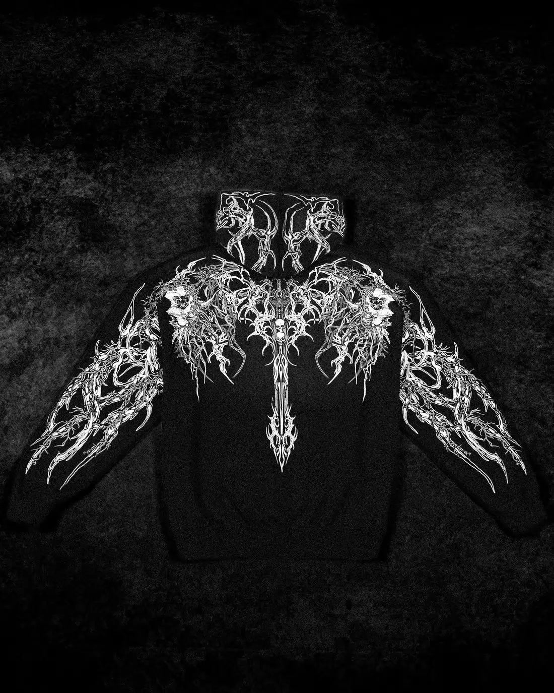 2025New American Style Men's Hooded Sweatshirt Trendy Brand Dark Style Sports Fitness High Street Autumn Winter Men's Sweatshirt