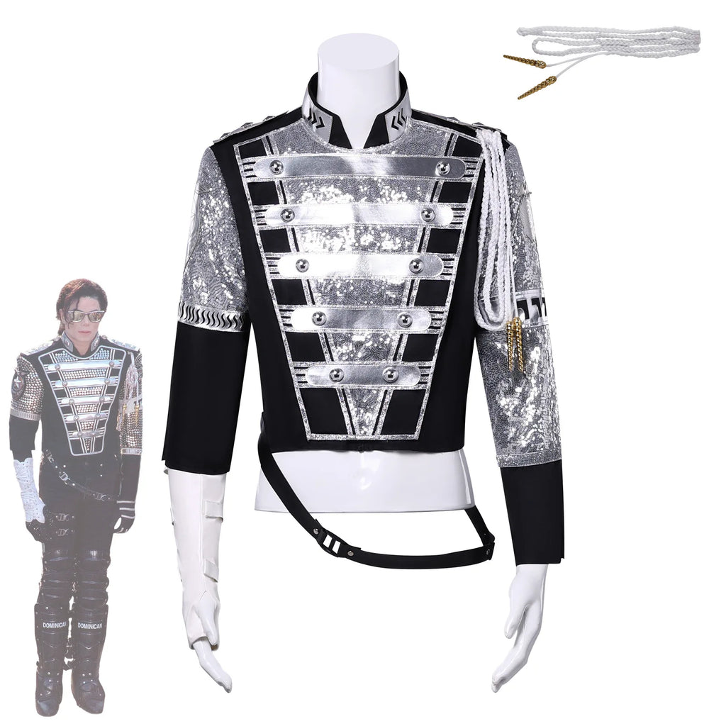 Michael MJ Punk Cosplay Jackson chaqueta militar Cool Gaorgeous Teaser abrigo plateado prendas de vestir exteriores para la película de colección