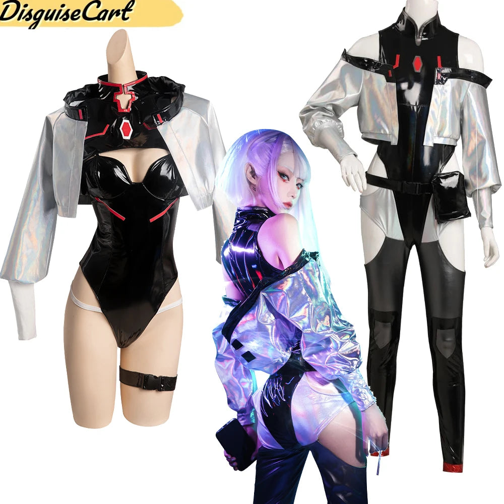 Women Lucy Cosplay Jumpsuit Waistbag Outfits Anime TV Runners Of Edge Costume Roleplay Fancy Dress Up Party Disguise Cloth