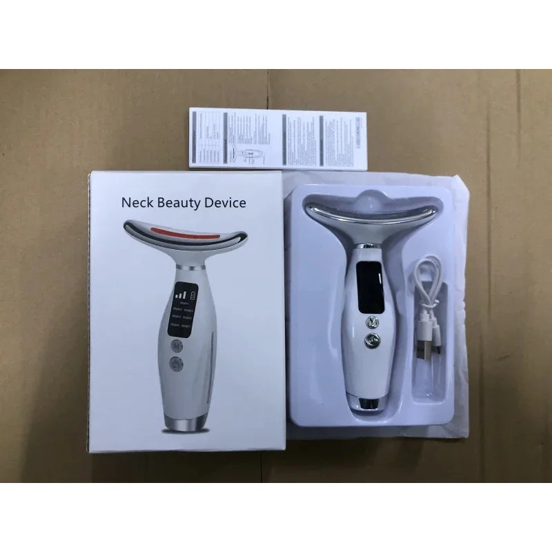 Instrumento de belleza Facial LED de 7 colores, masaje de vibración, 7 modos de levantamiento de cuello y cara, eliminador de arrugas antienvejecimiento para uso doméstico